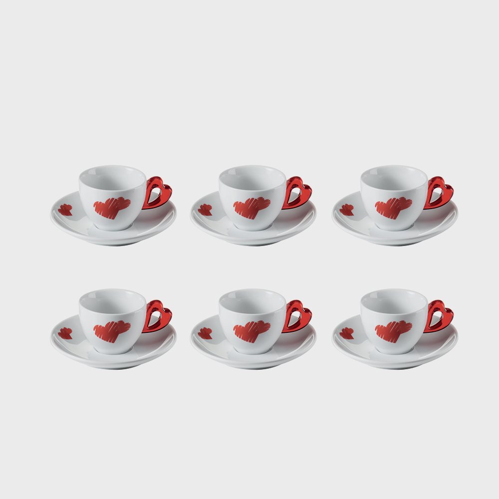 Set 6 tazzine caffè c/piattino Love